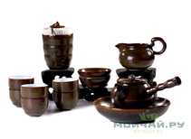 Набор посуды для чайной церемонии из 11 предметов # 22998 керамика: шесть пиал по 66 мл чайник 230 мл сито гундаобэй 185 мл чайница чайный пруд